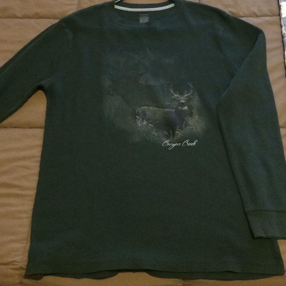 Green Henley with deer on front